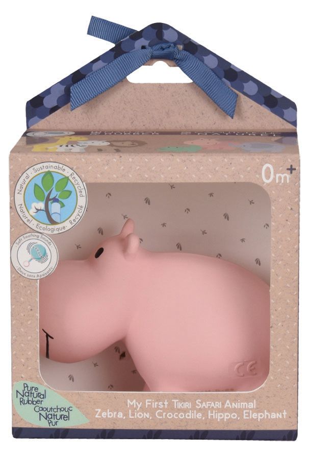Hippo Organic Natural Rubber Rattle, Teether & Bath Toy