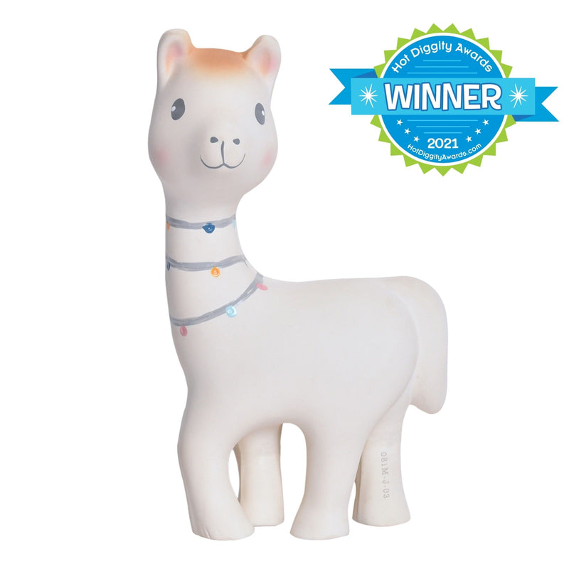 Lilith the Llama Organic Natural Rubber Rattle, Teether & Bath Toy