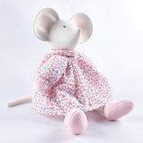 Meiya the Mouse Organic Natural Rubber Head Toy in Pink Dress