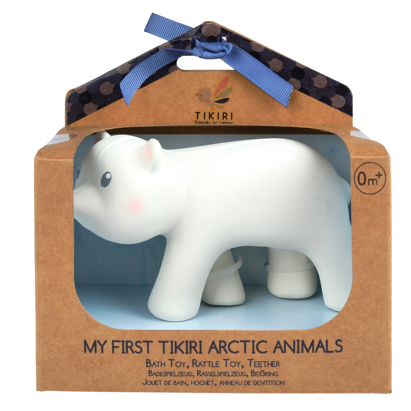 Arctic Polar Bear Organic Natural Rubber Teether, Rattle & Bath Toy