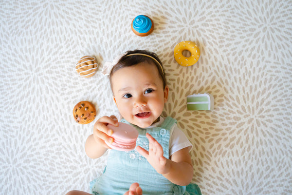 Danish Pastry Natural Rubber Teether, Rattle & Pretend Play