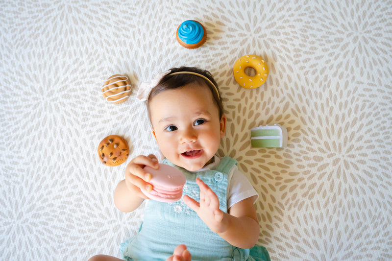 Cake Natural Rubber Teether, Rattle & Pretend Play